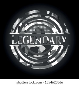 Legendary grey camouflage emblem. Vector Illustration.