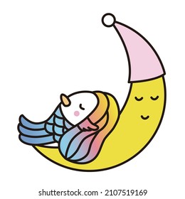 It is the legendary Japanese spirit "Amabie".
A cute "Amabie" is sleeping on the moon.
Vector illustration.
If disease spreads, show a picture of me to those who fall ill and they will be cured.