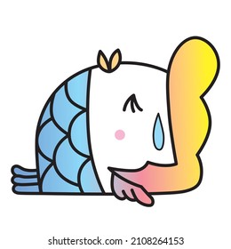 It is the legendary Japanese spirit "Amabie".
He is a naughty boy.
He is full and suffering.
Fun, cute, vector illustrations.