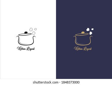 Legendary Kitchen Cooking Logo, Pan & Smoke