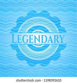 Legendary light blue water wave badge background.
