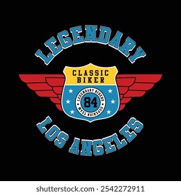 Legendary los angeles typography for tee shirt design, vector illustration