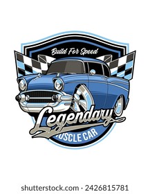 Legendary Muscle Car Vintage Cartoon Illustration