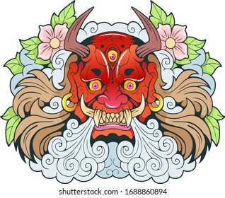 legendary mythological ancient japanese demon Oni, design, illustration

