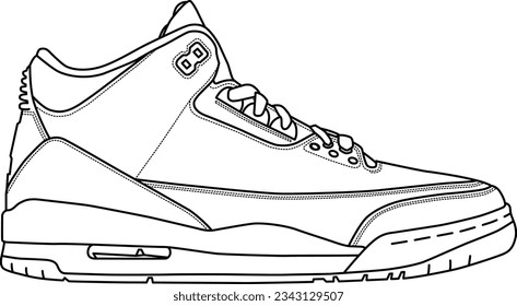 The legendary Nike Air Jordan 3 sneaker isolated on white. Suitable for commercial purposes.