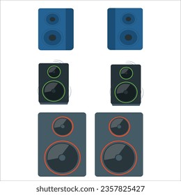The legendary studio monitors. Acoustic systems. Detailed study. For a music studio. Sound pressure. Speakers. For professional riders. Musical equipment. Set of studio monitors. 2442