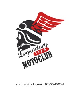 Legendary team motoclub logo, design element for motor or biker club, motorcycle repair shop, print for clothing vector Illustration on a white background