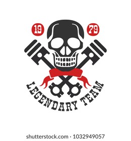 Legendary tean logo, 1979 design element for moto or biker club, motorcycle repair shop, print for clothing vector Illustration on a white background