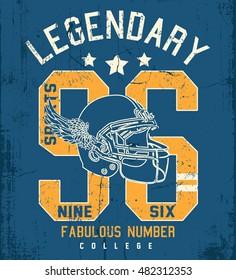 Legendary t-shirt design. Vintage printing design