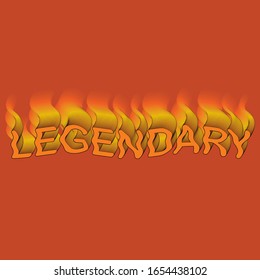 Legendary - word lettering design with blend technique. Yellow typography with orange background.
