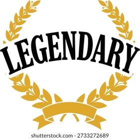 Ilustración vectorial de diseño de tipografía de corona legendaria para el Estado del campeón y el concepto de grandeza sobre fondo transparente.