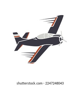 Legendary WWII American fighter aircraft. Single piston engine war machine vector illustration
