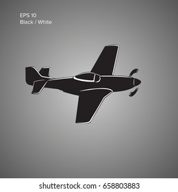 Legendary WWII american fighter aircraft. Single piston engine war machine vector illustration