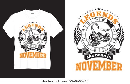 Legends Are Born In November T-shirt Design