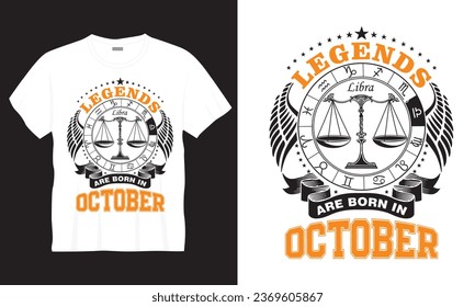 Legends Are Born In October T-shirt Design