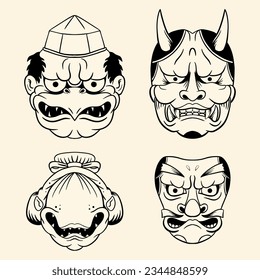 Legenden japanischer Mythologie-Cartoons: Cool Stickers zum Herunterladen