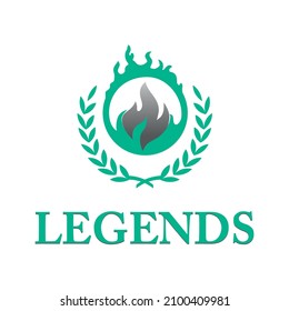 Logotipo vectorial de leyendas con Emblem. Logo de las leyendas con fuego, Vector del emblema de la victoria. Campeón, Estrella, Icono, Vector de Victoria con Emblema. Logotipo de campeón. 