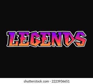 Legends word trippy psychedelic graffiti style letters.Vector hand drawn doodle cartoon logo legends illustration. Funny cool trippy letters, fashion, graffiti style print for t-shirt, poster concept