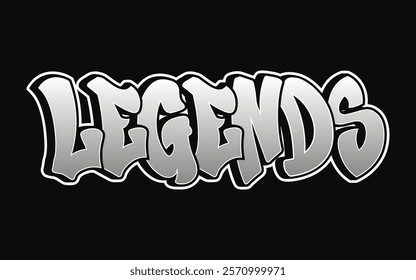 Legends word trippy psychedelic graffiti style letters. Vector hand drawn doodle cartoon logo Legends illustration