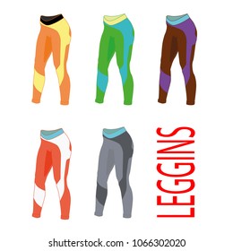 leggings different colors set realistic vector illustration isolated