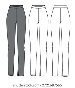 Leggings vista frontal y trasera técnica de Vector de boceto plano ilustración de maqueta.