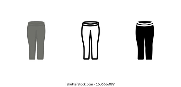 Leggings pants clothes icon. Apparel flat, silhouette, line vector illustration on white background