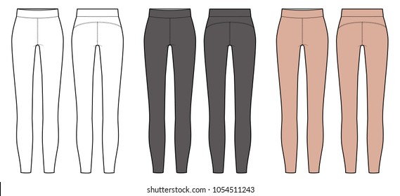 leggings pants fashion vector illustration flat sketches template