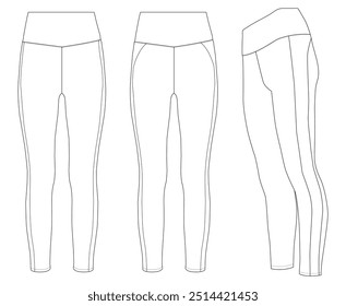 Leggings Hose technische Mode Skizze Vorlage Illustration.