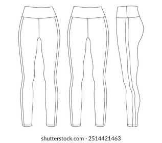 Leggings pants technical fashion sketch template illustration.