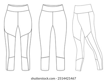 Leggings pants technical fashion sketch template illustration.