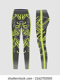 Leggings Pants Training Fashion Illustration Seamless Pattern Yoga Pants Vector Gym And Sports For Ladies Neon Green And Grey Abstract