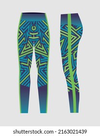 Leggings Pants Training Fashion Illustration Seamless Pattern Yoga Pants Vector Gym And Sports For Ladies Neon Green And Blue Abstract