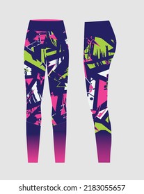 Leggings Pants Training Fashion Illustration Seamless Pattern Yoga Pants Vector Gym And Sports For Ladies Pink And Neon Green Abstract