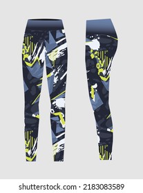 Leggings Pants Training Fashion Illustration Seamless Pattern Yoga Pants Vector Gym And Sports For Ladies Grey, Blue And Green Abstract