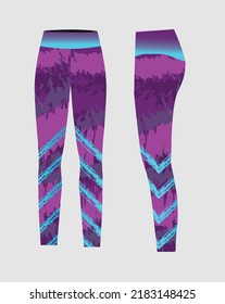 Leggings Pants Training Fashion Illustration Seamless Pattern Yoga Pants Vector Gym And Sports For Ladies Violet And Blue Green Abstract