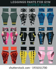leggings pants vector for gym with mold ready to use,fashion set