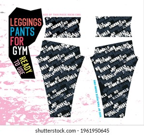 leggings pants vector for gym with mold ready to use