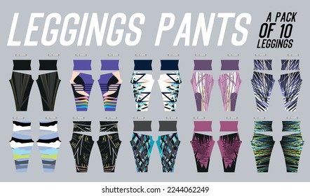 leggings pants vector for gym with mold ready to use