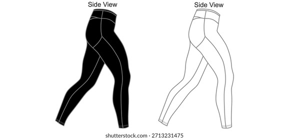 Leggings Side Views Mockup Template Vector