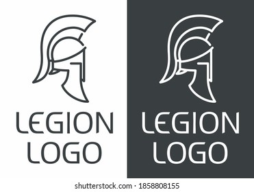 Legion-Logo. Lineare Vektorgrafiken. Altgriechischer Helm