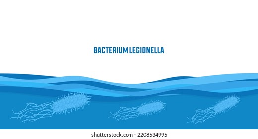 Legionella Background For Banner With Space Your Text. Water With Bacterium Legionella. Bacteria Legionnaire Disease Concept. Vector Illustration Eps10