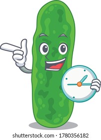 Legionella micdadei mascot design concept smiling with clock