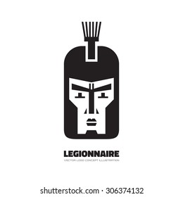 Legionnaire - vector logo template concept illustration. Ancient Rome soldier sign. Warrior symbol. Man face. Design element. 