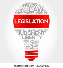 Legislation bulb word cloud concept