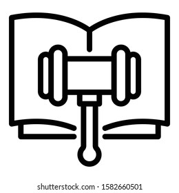 Legislation hammer icon. Outline legislation hammer vector icon for web design isolated on white background