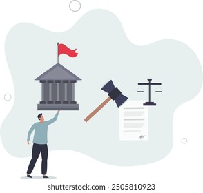 Legislation as result of enrolling, enacting or promulgating laws.flat design with people.