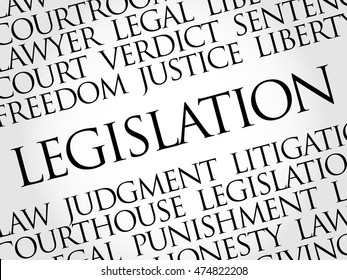 Legislation word cloud collage, business concept background