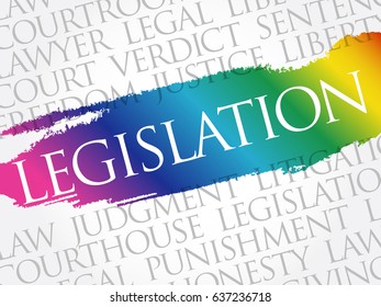 Legislation word cloud collage, business concept background