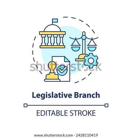 Legislative branch multi color concept icon. Constitution authority, government structure. Public sector social policy. Round shape line illustration. Abstract idea. Graphic design. Easy to use