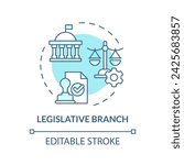 Legislative branch soft blue concept icon. Constitution authority, government structure. Public sector social policy. Round shape line illustration. Abstract idea. Graphic design. Easy to use